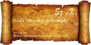 Szádeczky Kolumbán névjegykártya